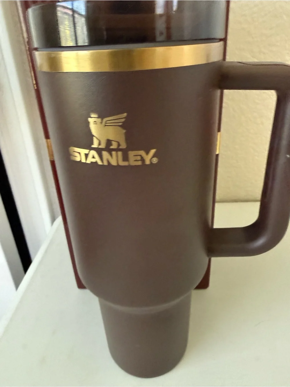 Stanley Brown Tumbler with Gold Logo and Trim